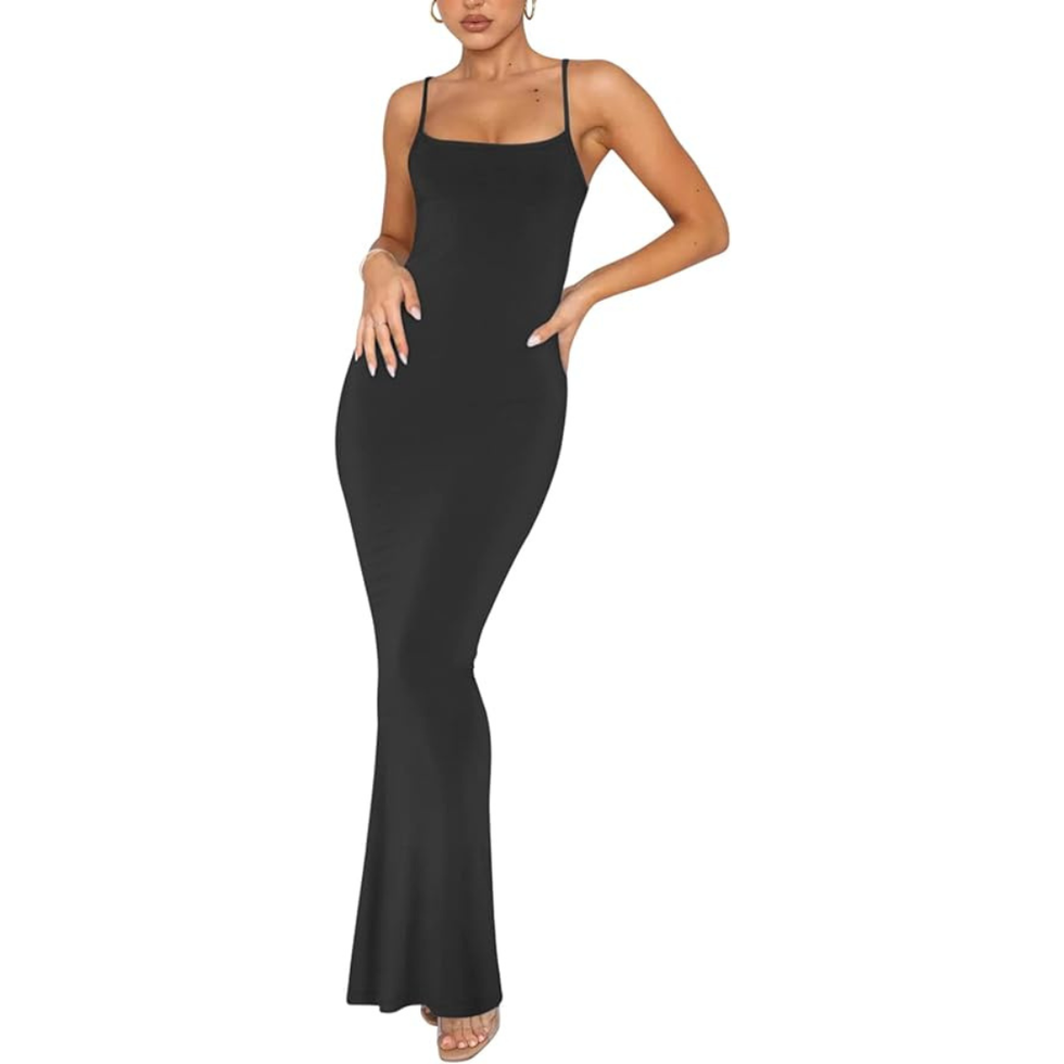 REORIA Women's Basic Sexy Lounge Slip Long Dress