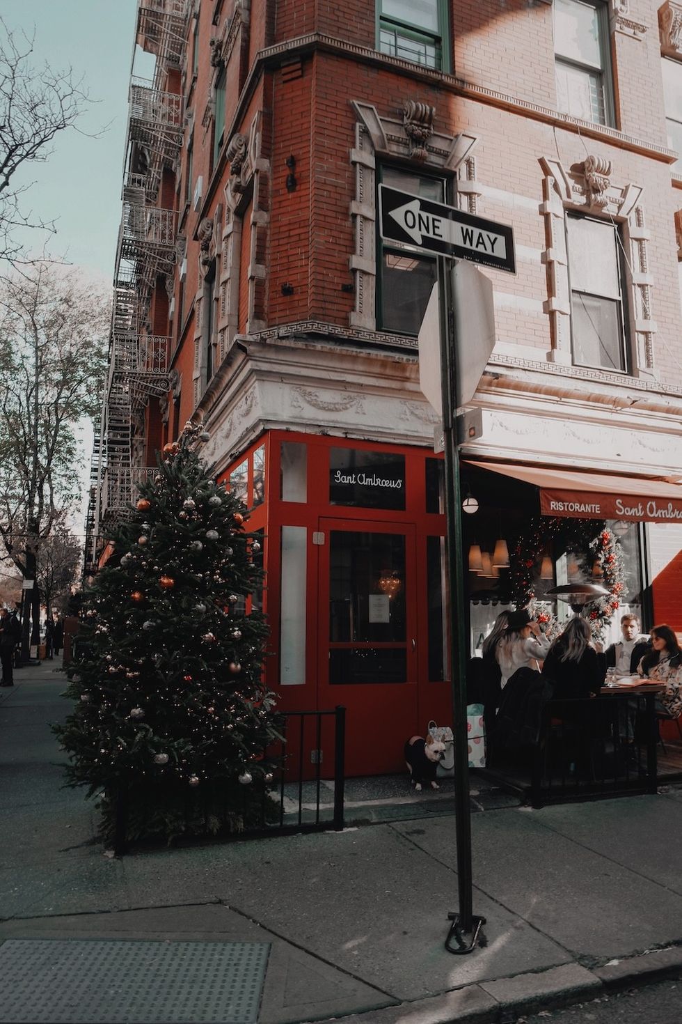restaurant on a street corner