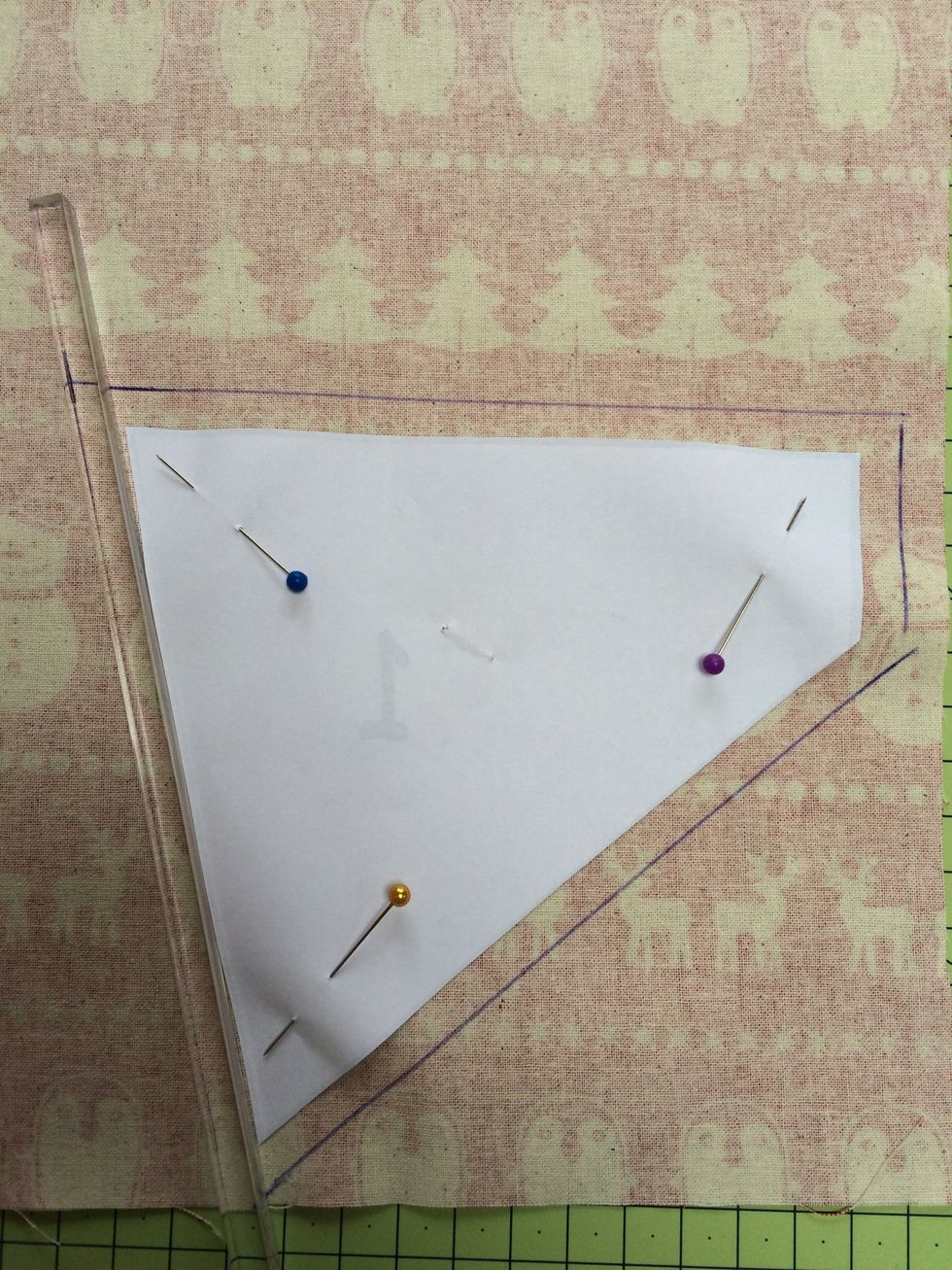 Reverse the shapes and trace onto wrong side of fabric adding 1/4 seam allowance