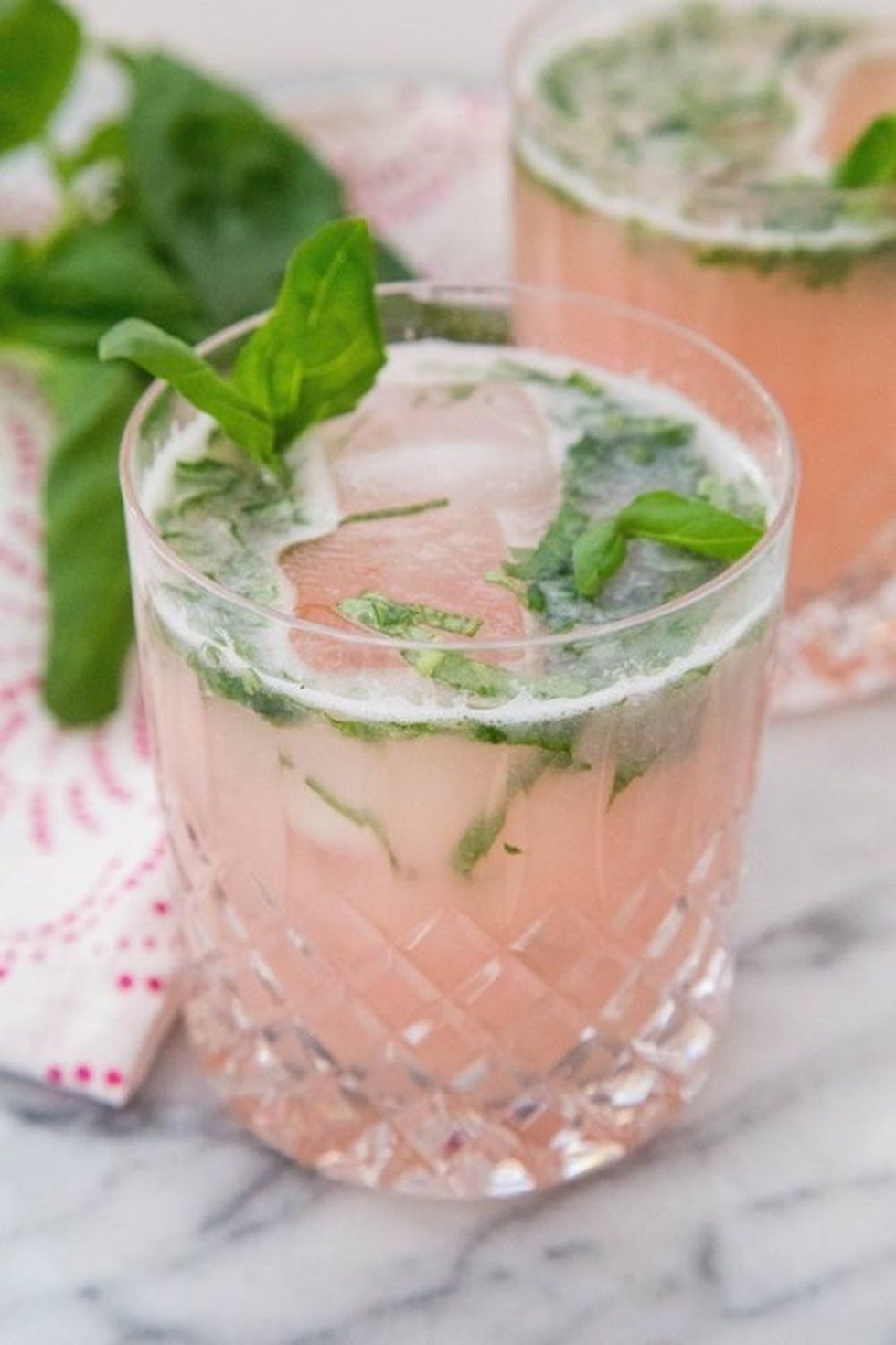 rhubarb-basil-cocktail pink cocktails