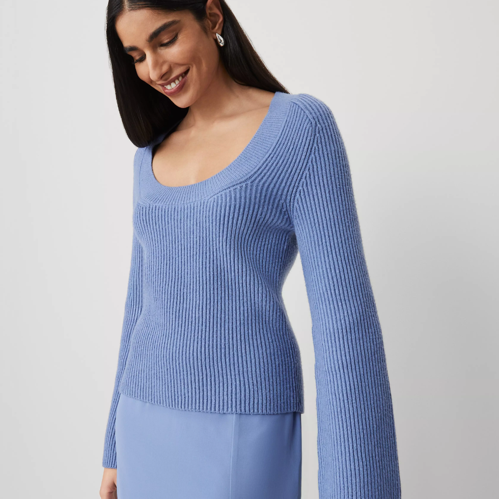 Ribbed Scoop Neck Sweater