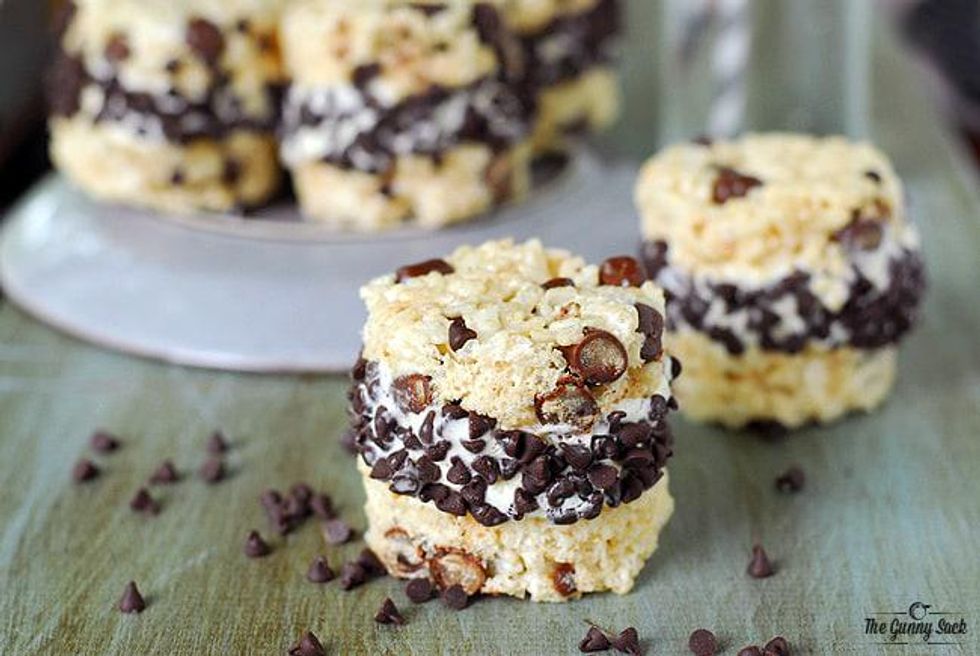 Rice Krispie Cookie Dough Ice Cream Sandwiches