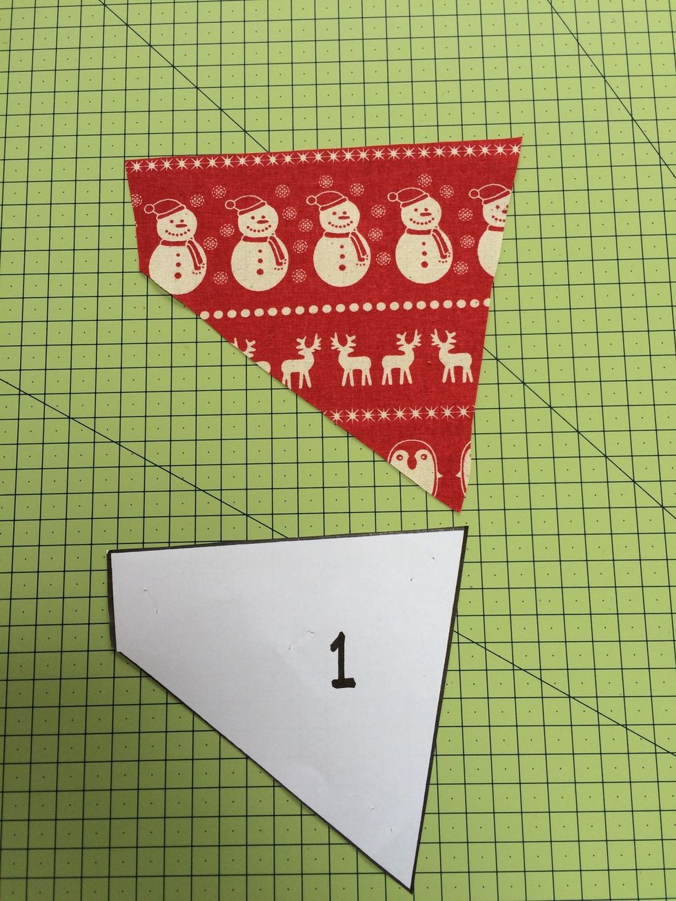 Right sides of shape and fabric should match