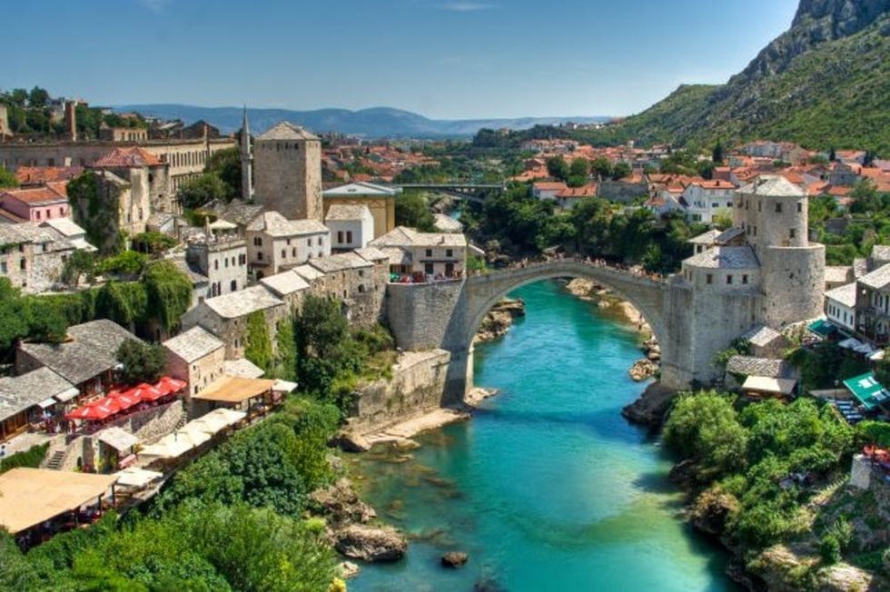 River Neretva and city of Mostar Bosnia