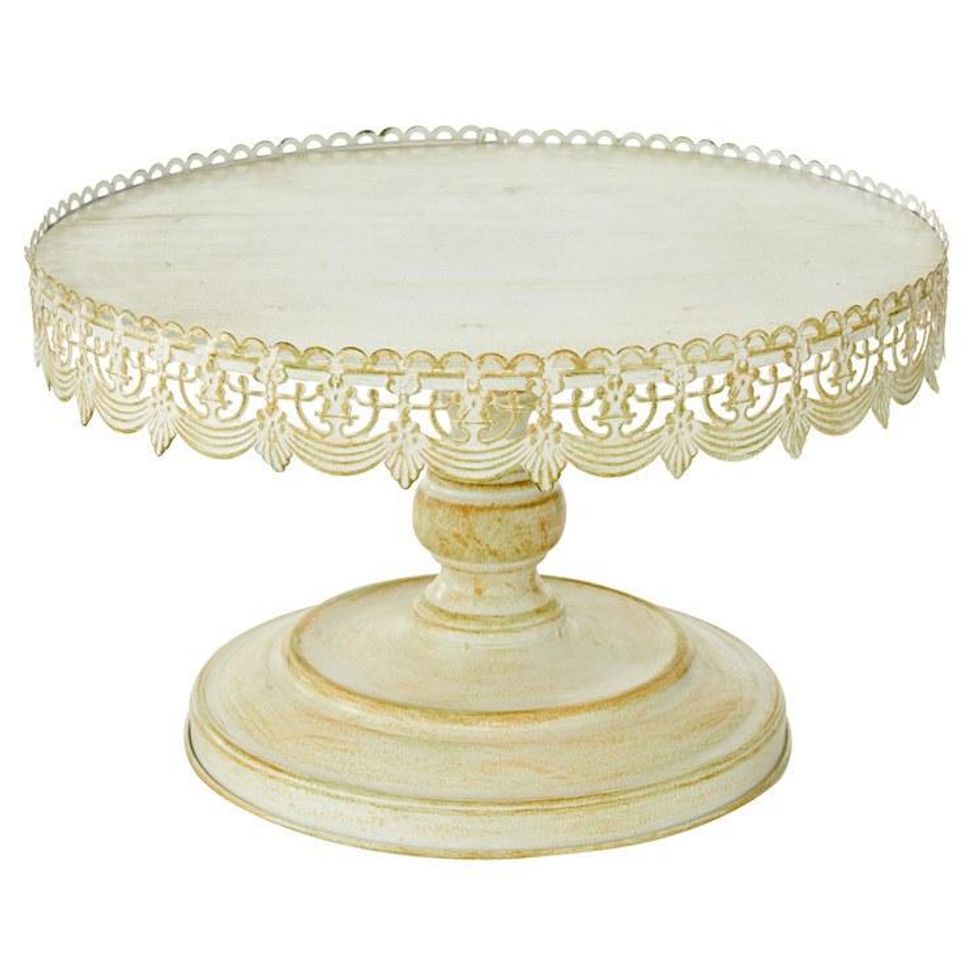 Riverbend Home Antique White Metal Cake Stand