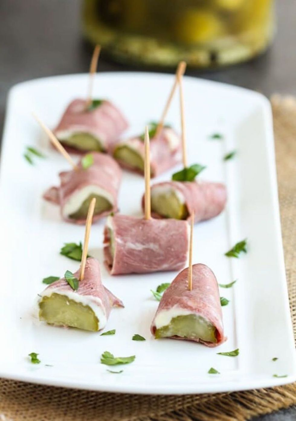 Roast beef pickle bites