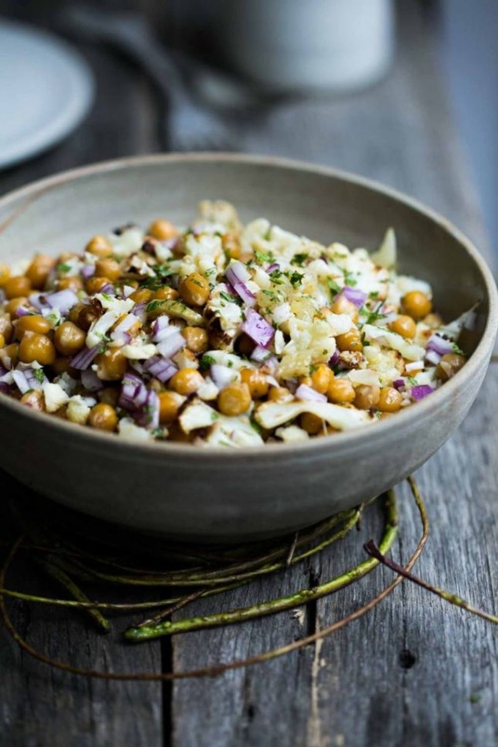 Roast Chickpea Cauliflower Bowl With Preserved Lemon and Mint