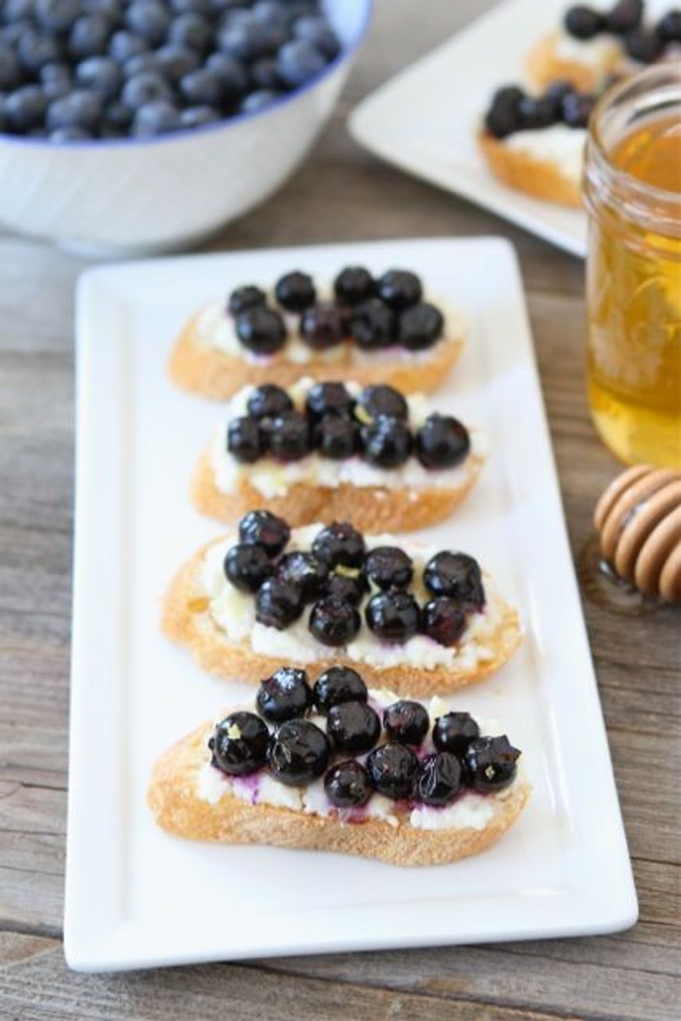 Roasted Blueberry Ricotta Crostini