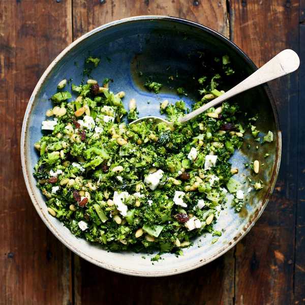 Roasted Broccoli Salad With Pine Nuts, Raisins and Feta salads without lettuce