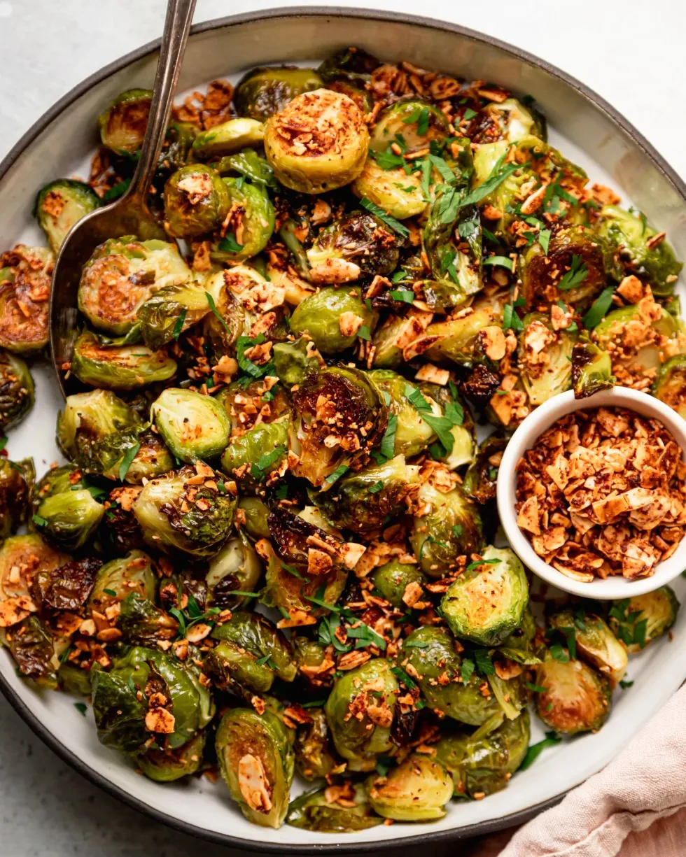 Roasted Brussel Sprouts with Smoky Almond Bits