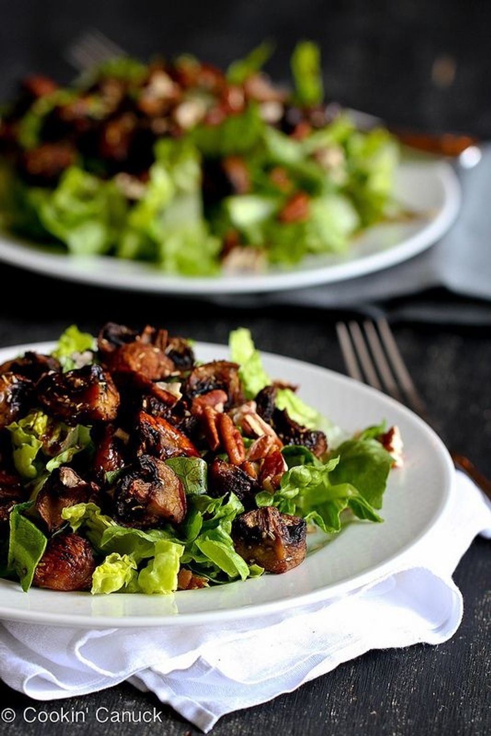 Roasted Mushroom and Romaine Salad