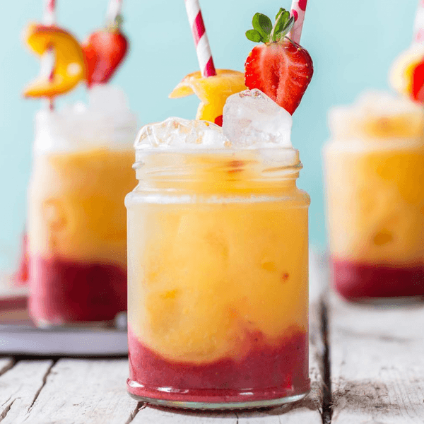 roasted peach strawberry fizz mocktail