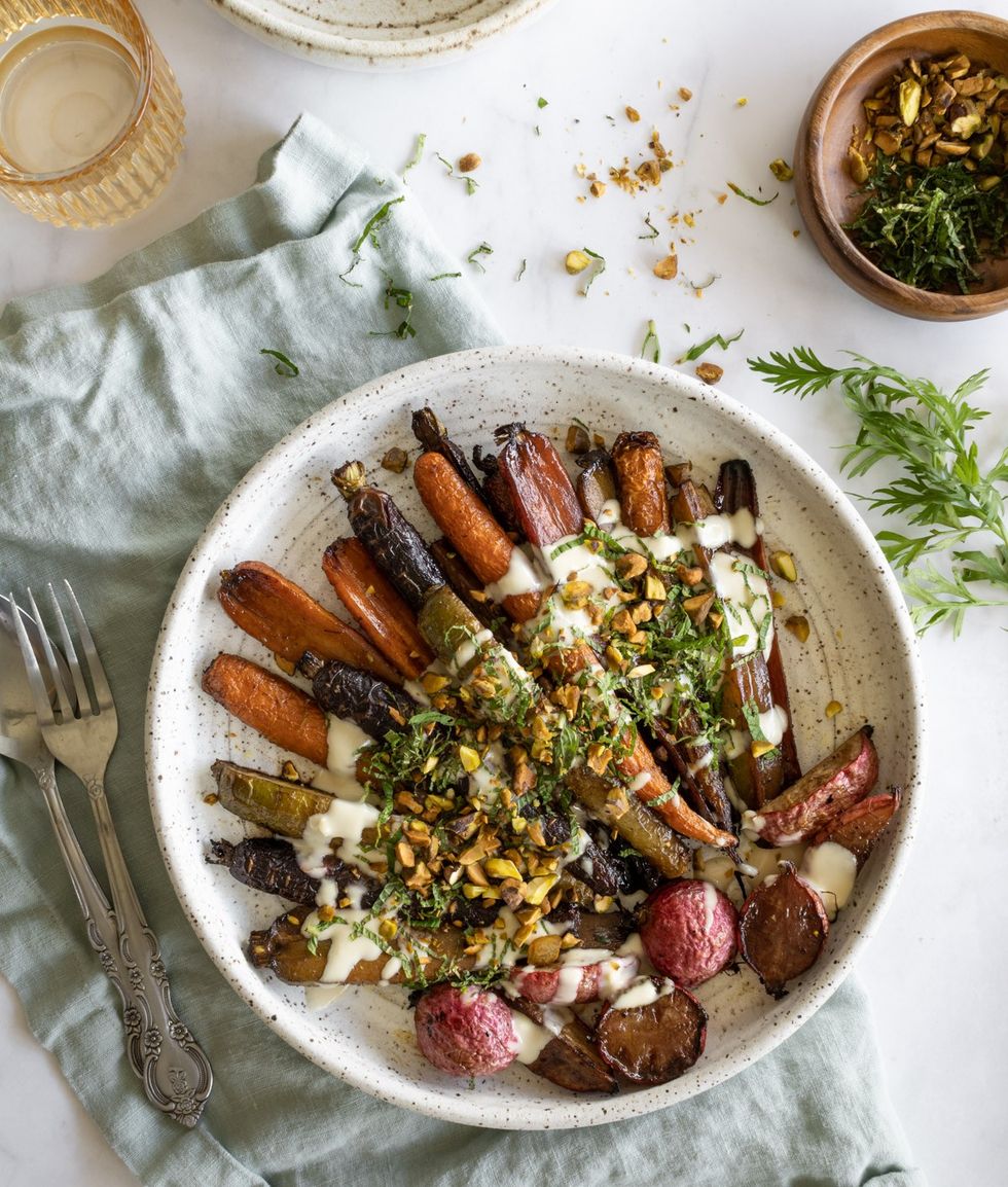 Roasted Rainbow Carrots And Radishes