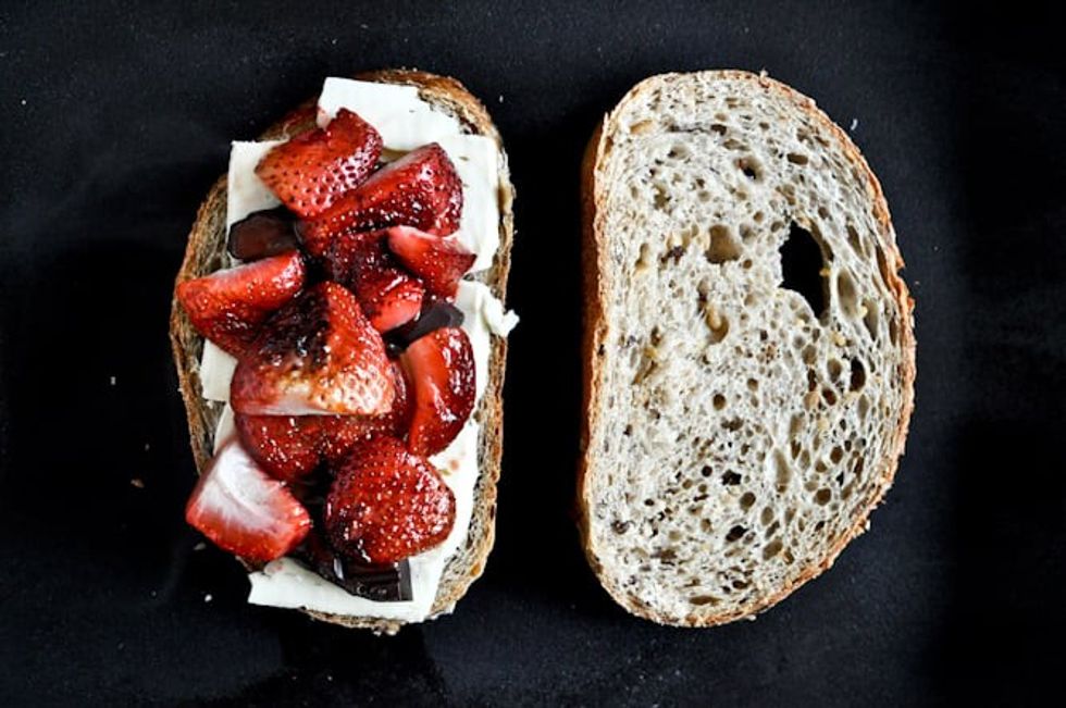 Roasted Strawberry, Brie + Chocolate Grilled Cheese