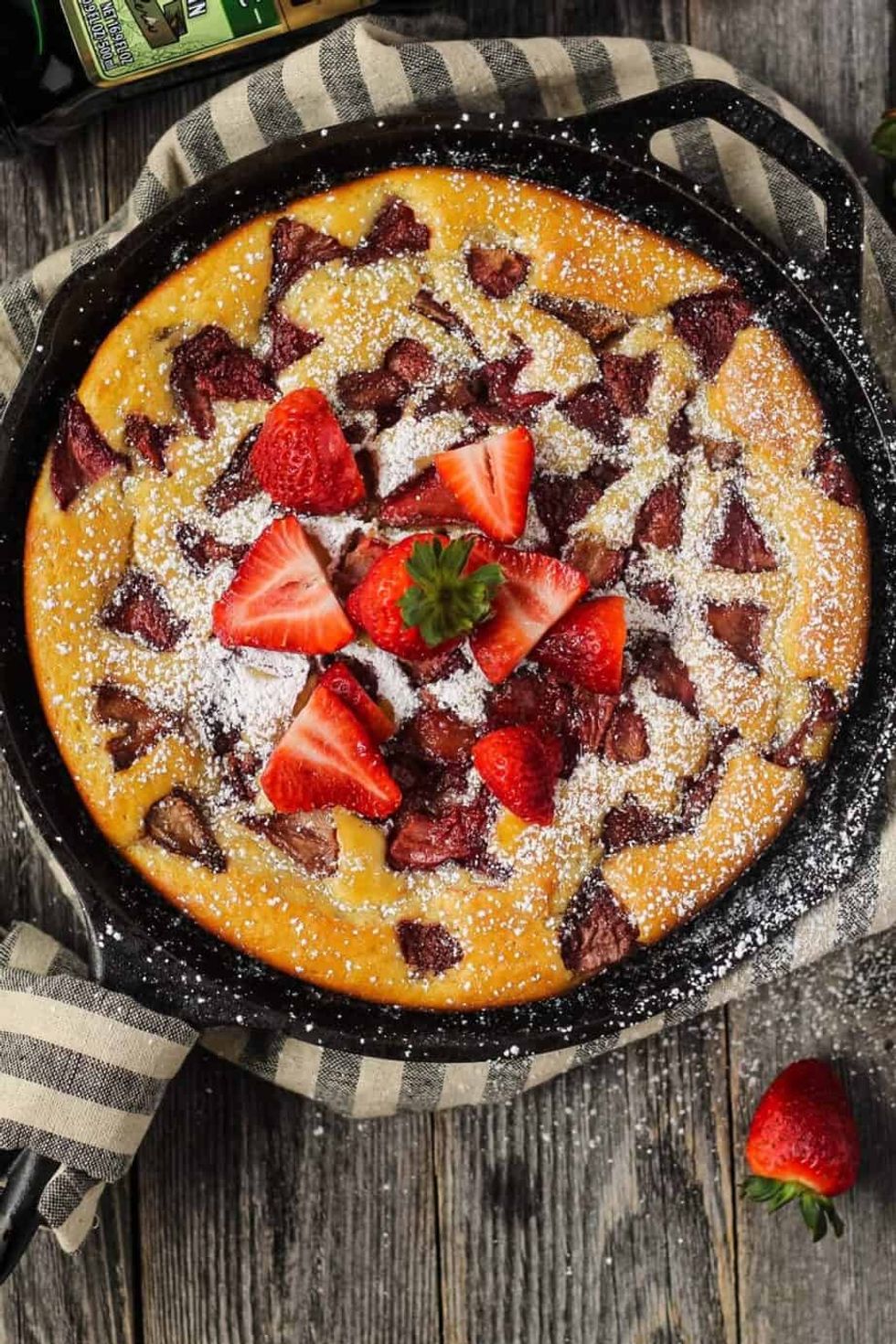 Roasted Strawberry Olive Oil Skillet Cake