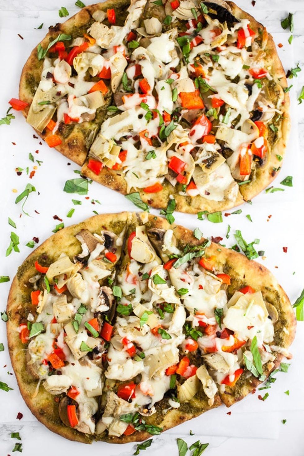 Roasted Veggie Naan Pizza