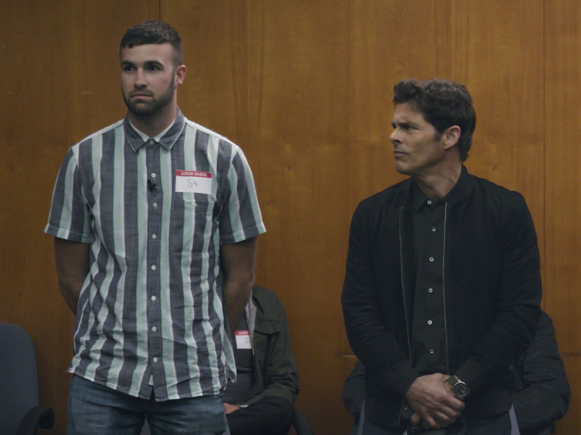 Ronald Gladden and James Marsden star in "Jury Duty"