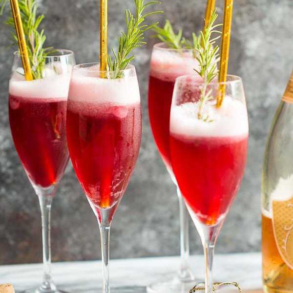 Ros\u00e9 Raspberry Sorbet Mimosas