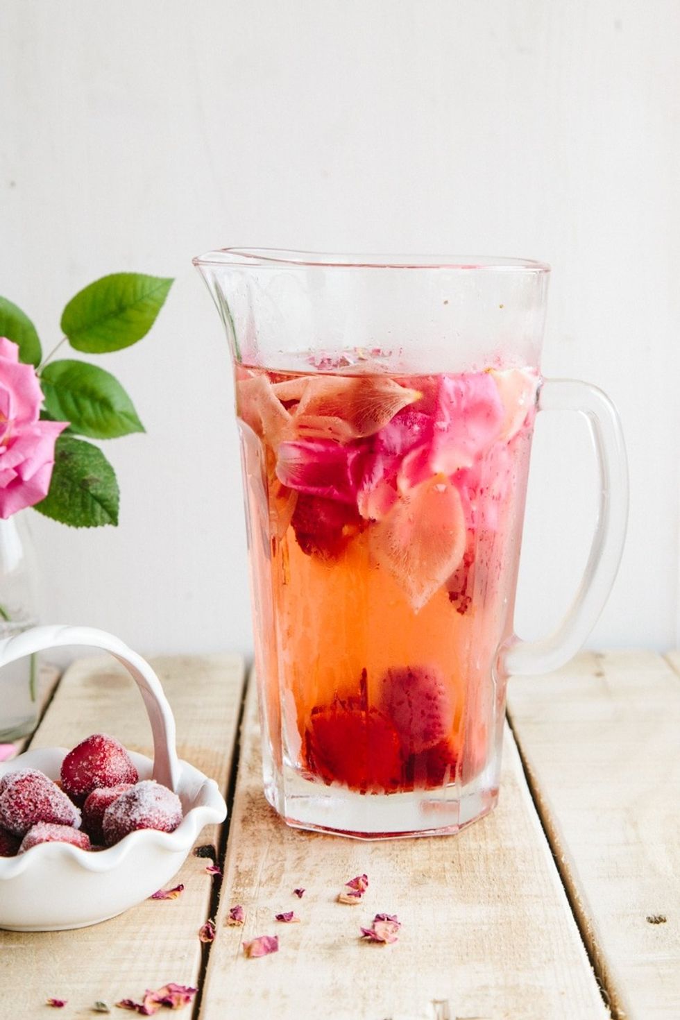 Rose, Lemon and Strawberry Infused Water