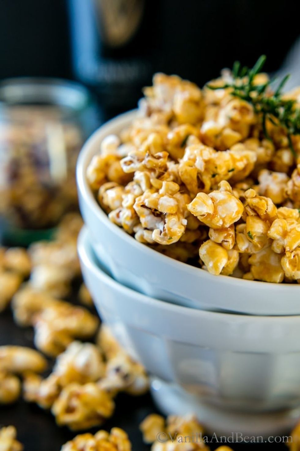 Rosemary-Stout Salted Caramel Popcorn