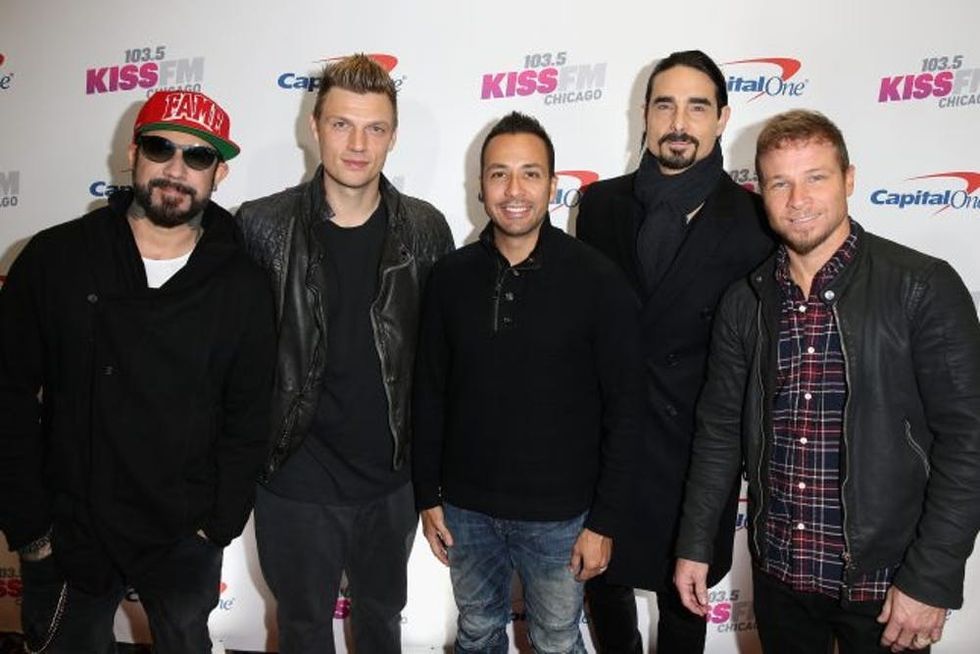 ROSEMONT, IL - DECEMBER 14: (L-R) Singers A. J. McLean, Nick Carter, Howie D., Kevin Richardson and Brian Littrell of the Backstreet Boys attend 103.5 KISS FM's Jingle Ball 2016 at Allstate Arena on December 14, 2016 in Rosemont, Illinois. (Photo by Tasos Katopodis/Getty Images for iHeart)