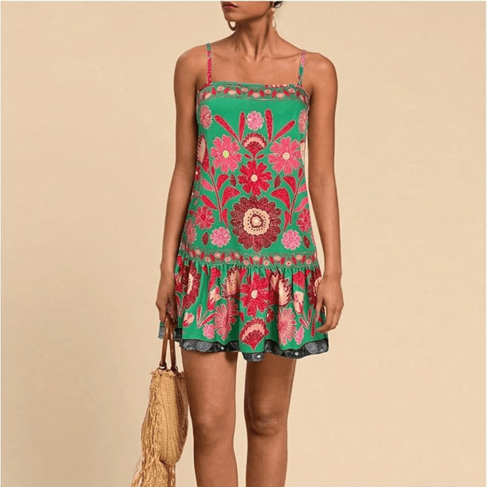 RoseSeek Floral Boho Mini Cami Dress