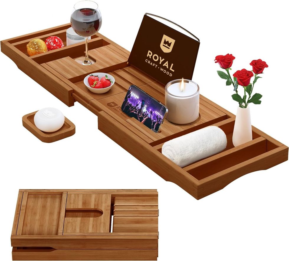 Royal Craft Wood Adjustable Bamboo Bath Tub Table