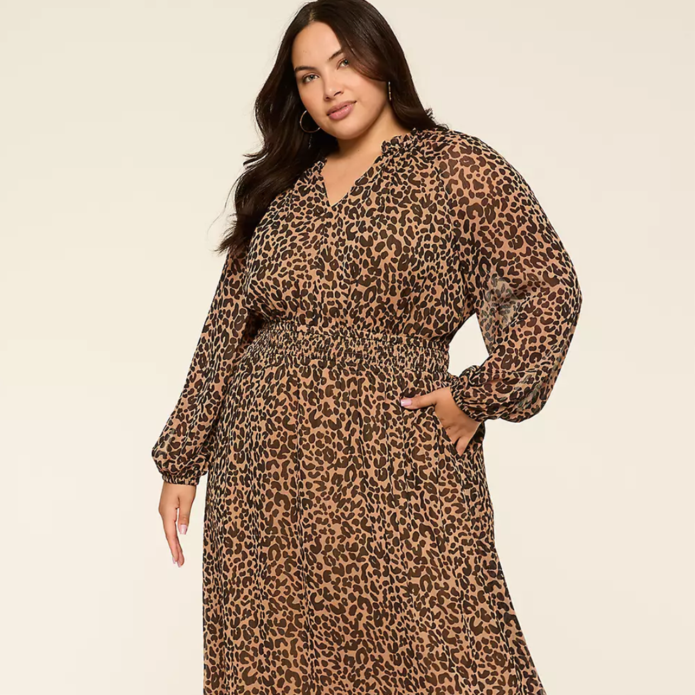 Ruffle-Detail Fit & Flare Midi Dress