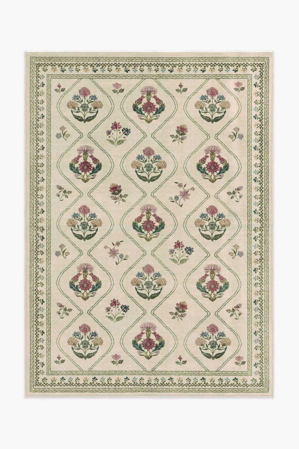 Ruggable Washable Trellis Floral Olivia Rug