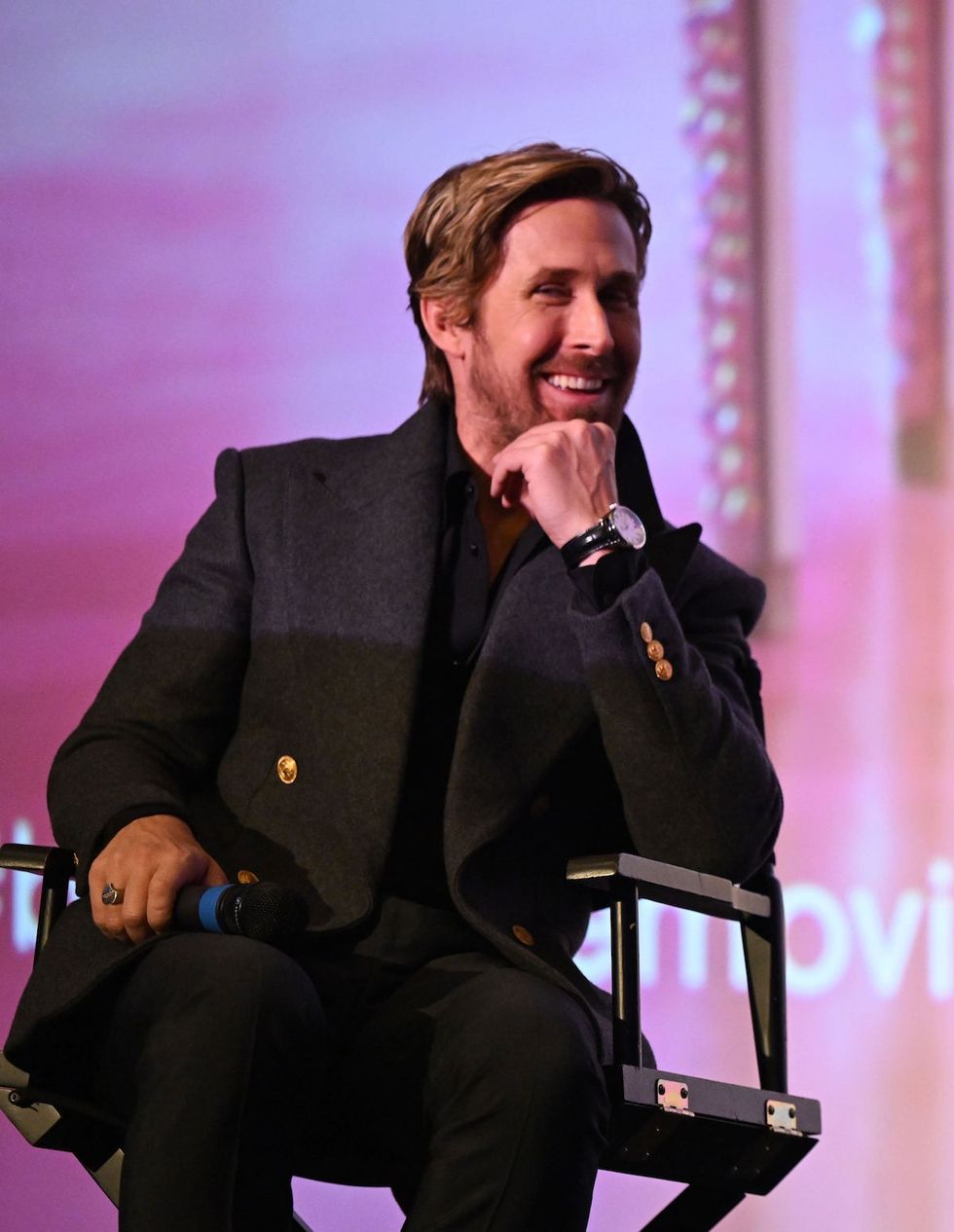 ryan gosling during a barbie screening