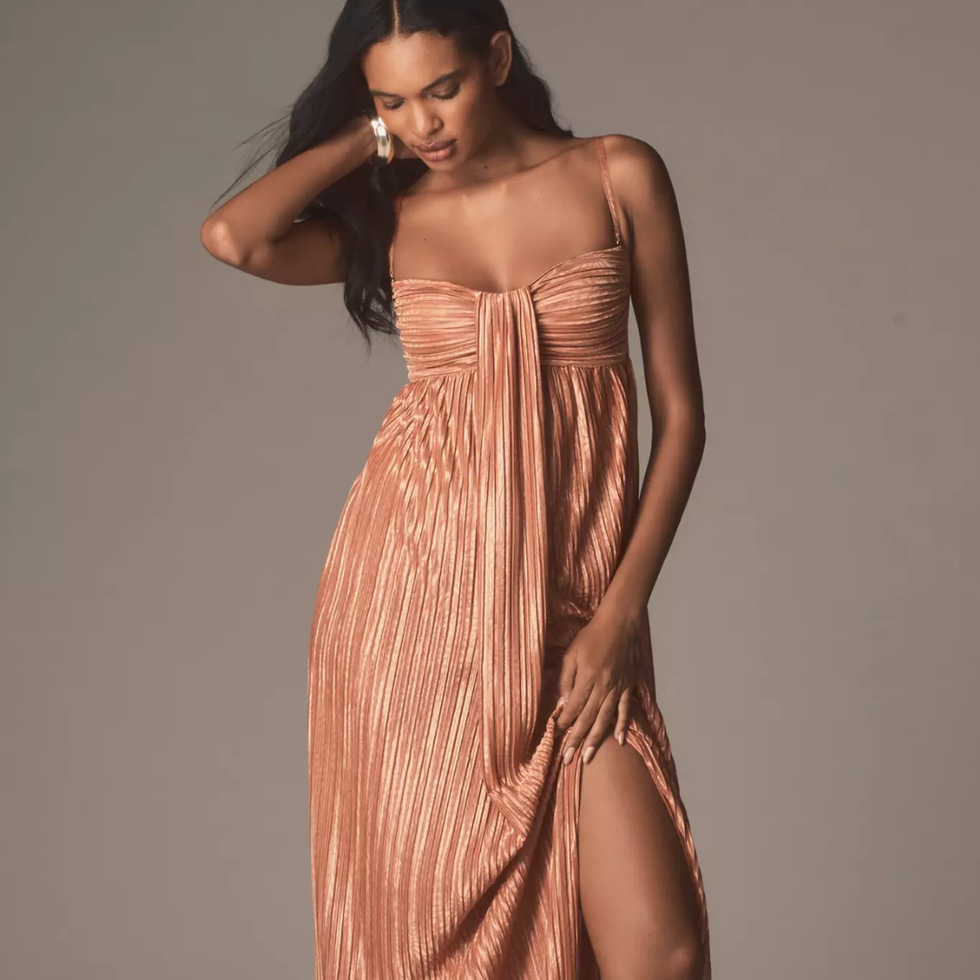 Sabina Musayev Nicola Halter Draped Pleated Maxi Dress