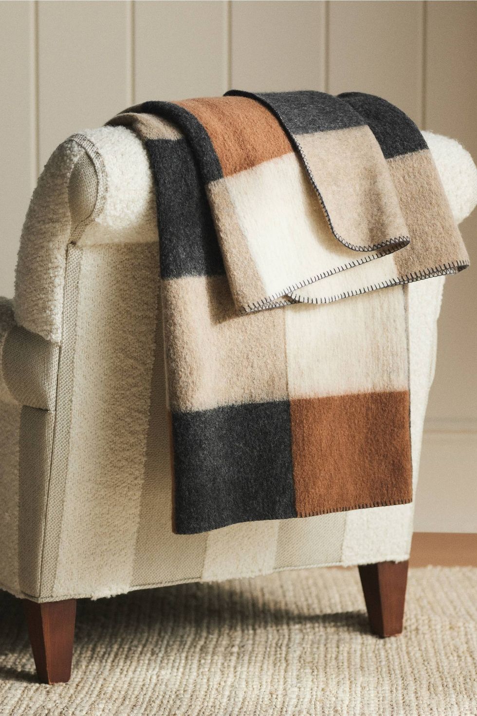 Saddle Wool Blend Throw Blanket