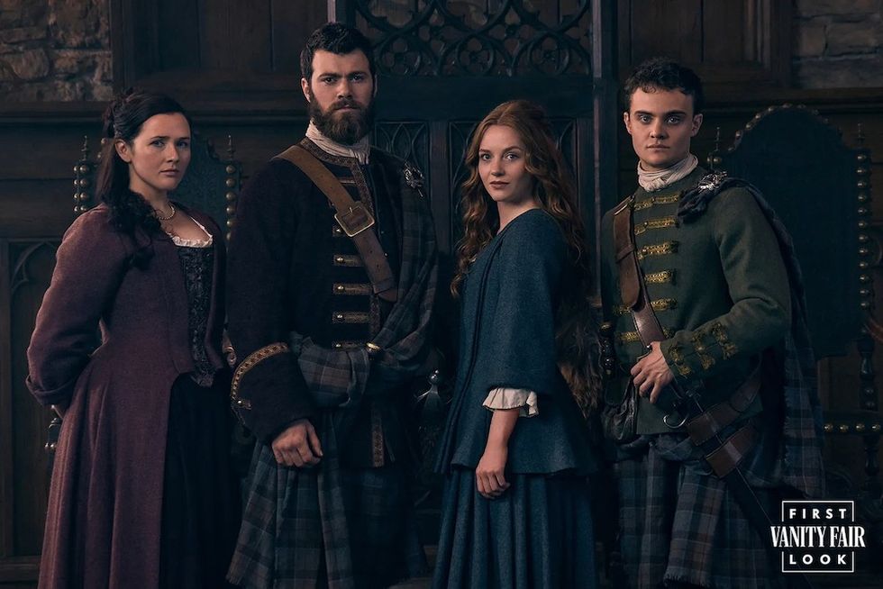 Sadhbh Malin, Sam Retford, Harriet Slater, and S\u00e9amus McLean Ross in Outlander: Blood of My Blood.