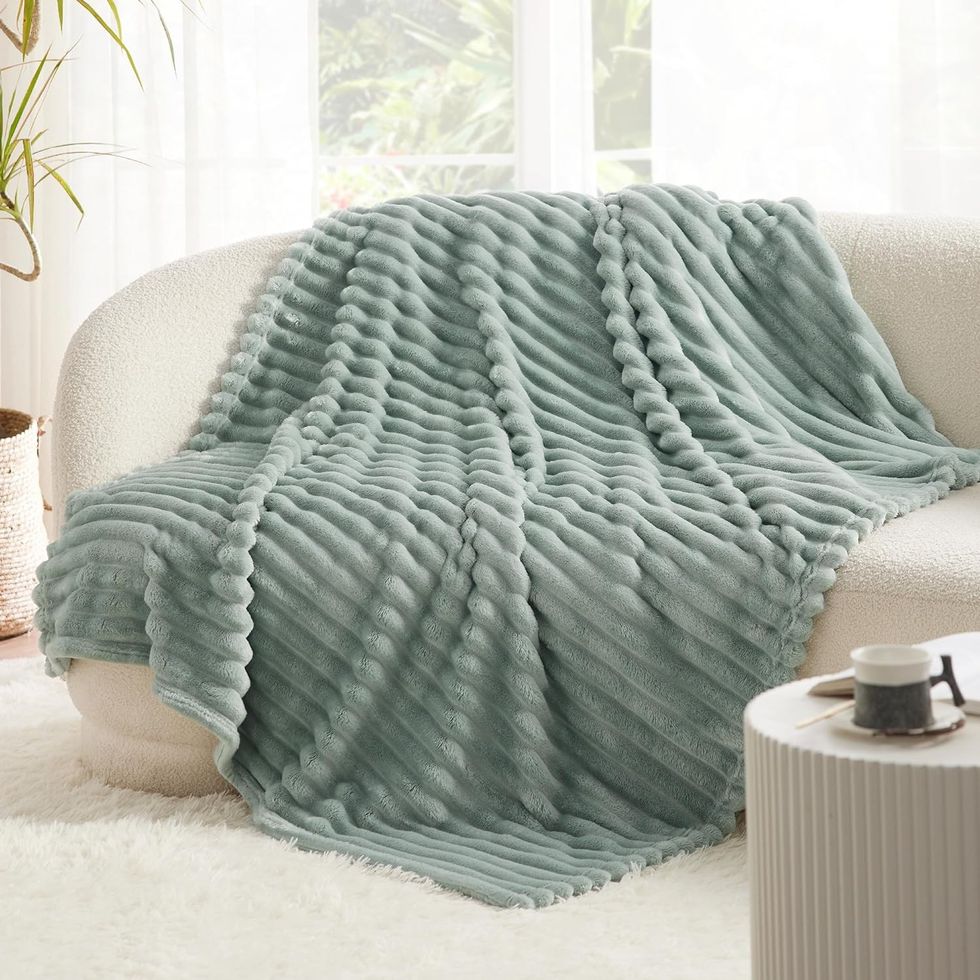 sage green throw blanket
