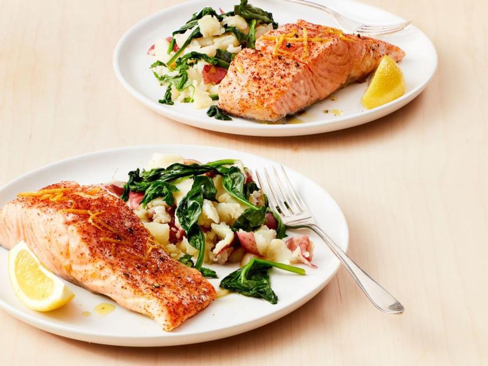 Salmon With Garlic Potatoes and Greens instant pot recipe