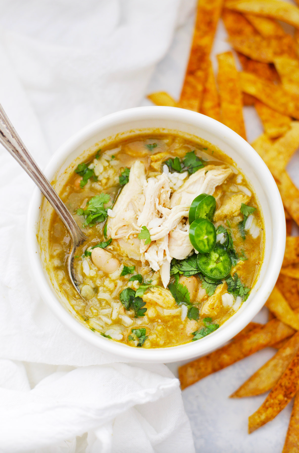 Salsa Verde Chicken and Rice Soup