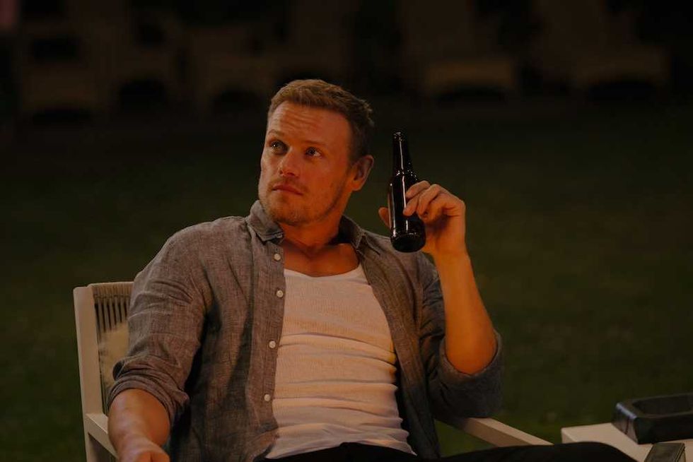 Sam Heughan in The Couple Next Door season 1 on Starz