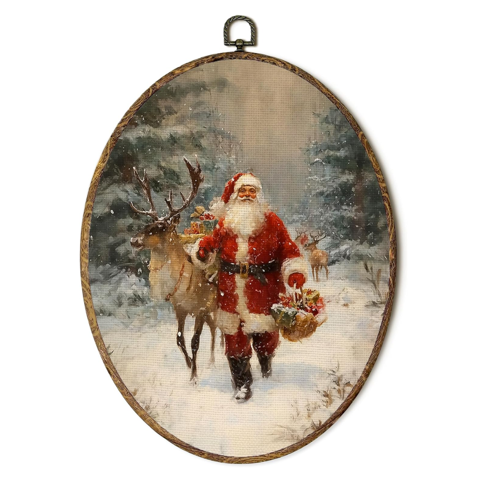 Santa Framed Oval Wall Art