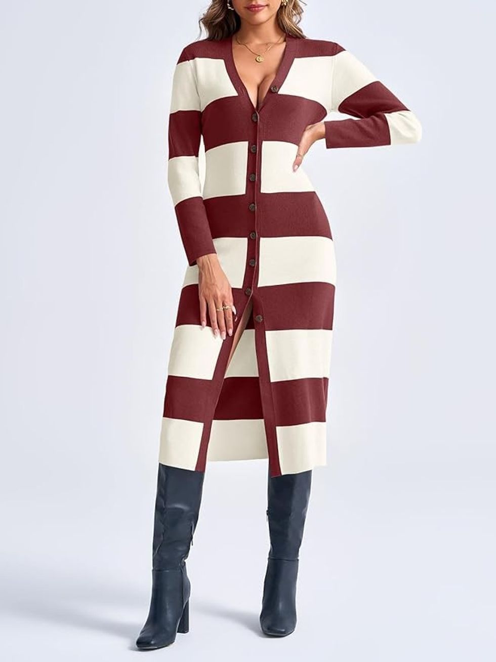 Saodimallsu Striped Sweater Dress