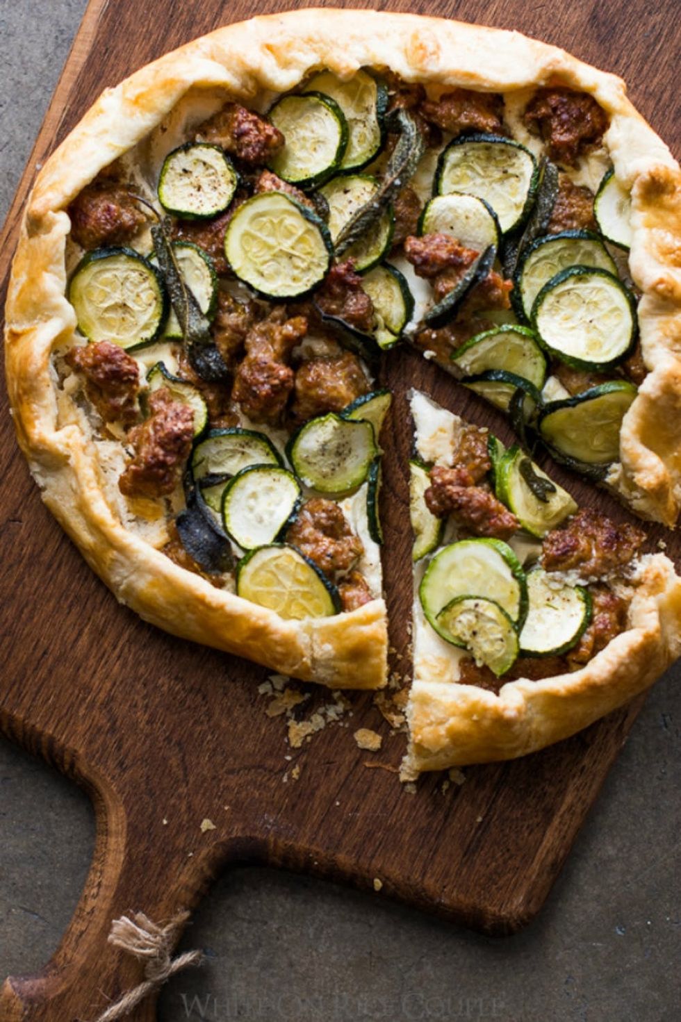 Sausage With Zucchini, Ricotta, and Sage galette recipe