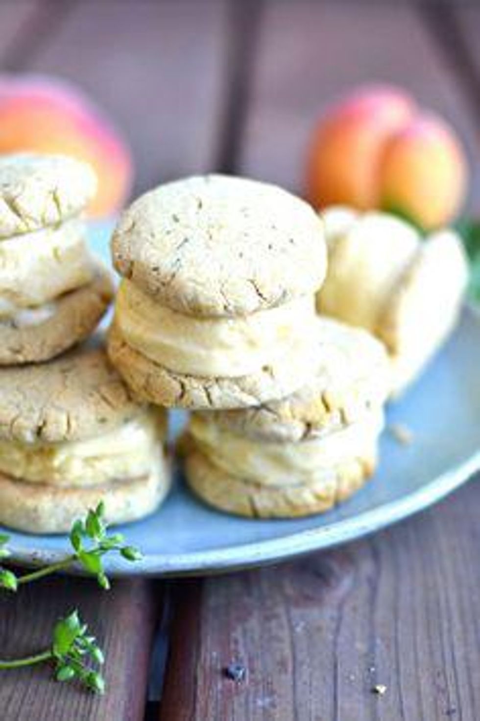 Savory Cornmeal, Thyme and Peach Ice Cream Sandwiches