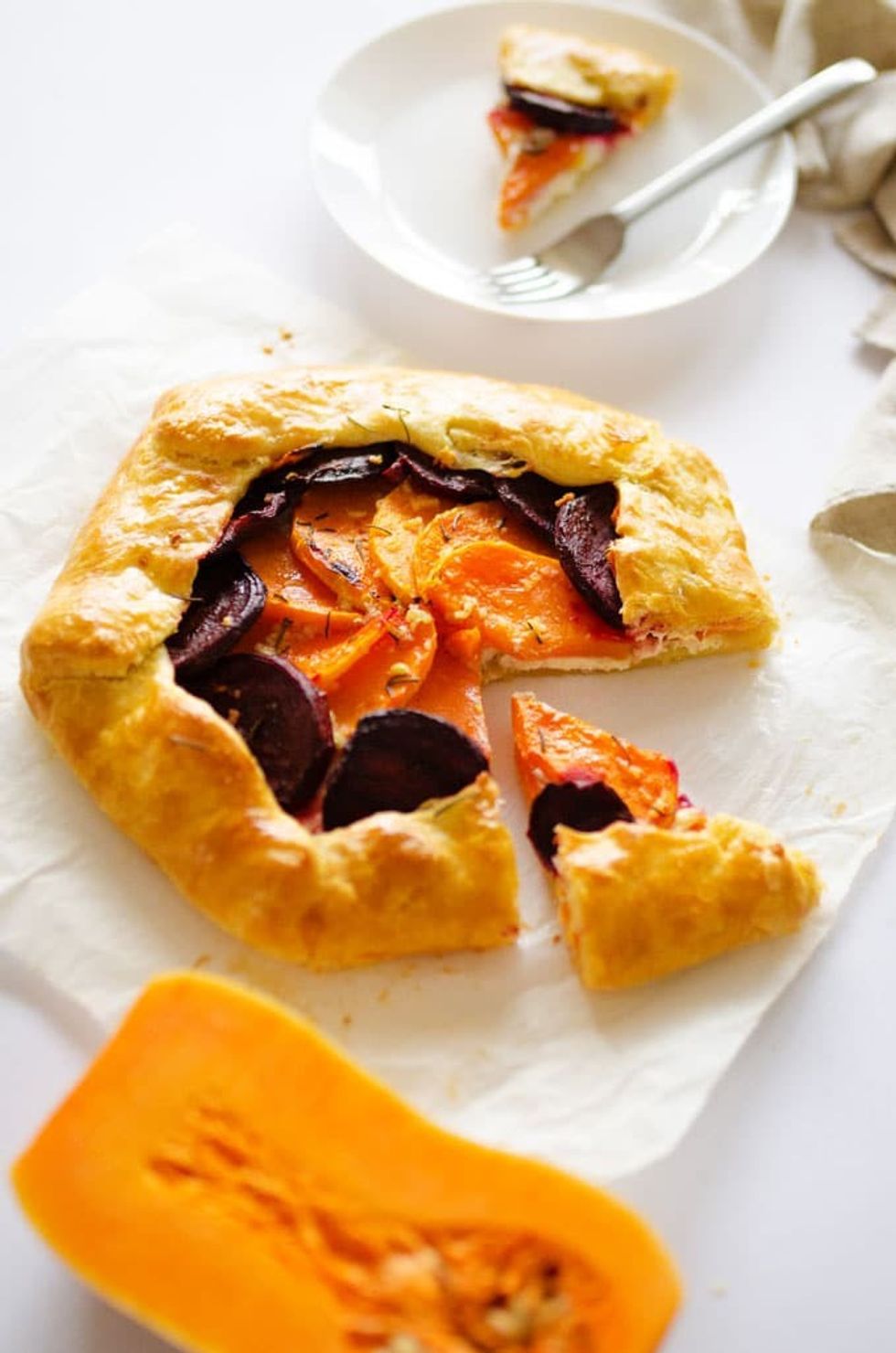 Savory Galette with Butternut Squash, Beets, and Ricotta