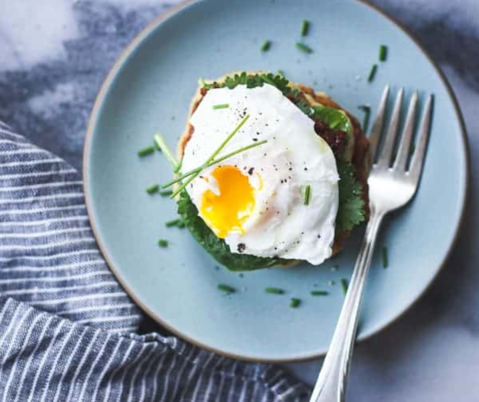 Savory Spaghetti Squash Cakes With Poached Eggs and Harissa