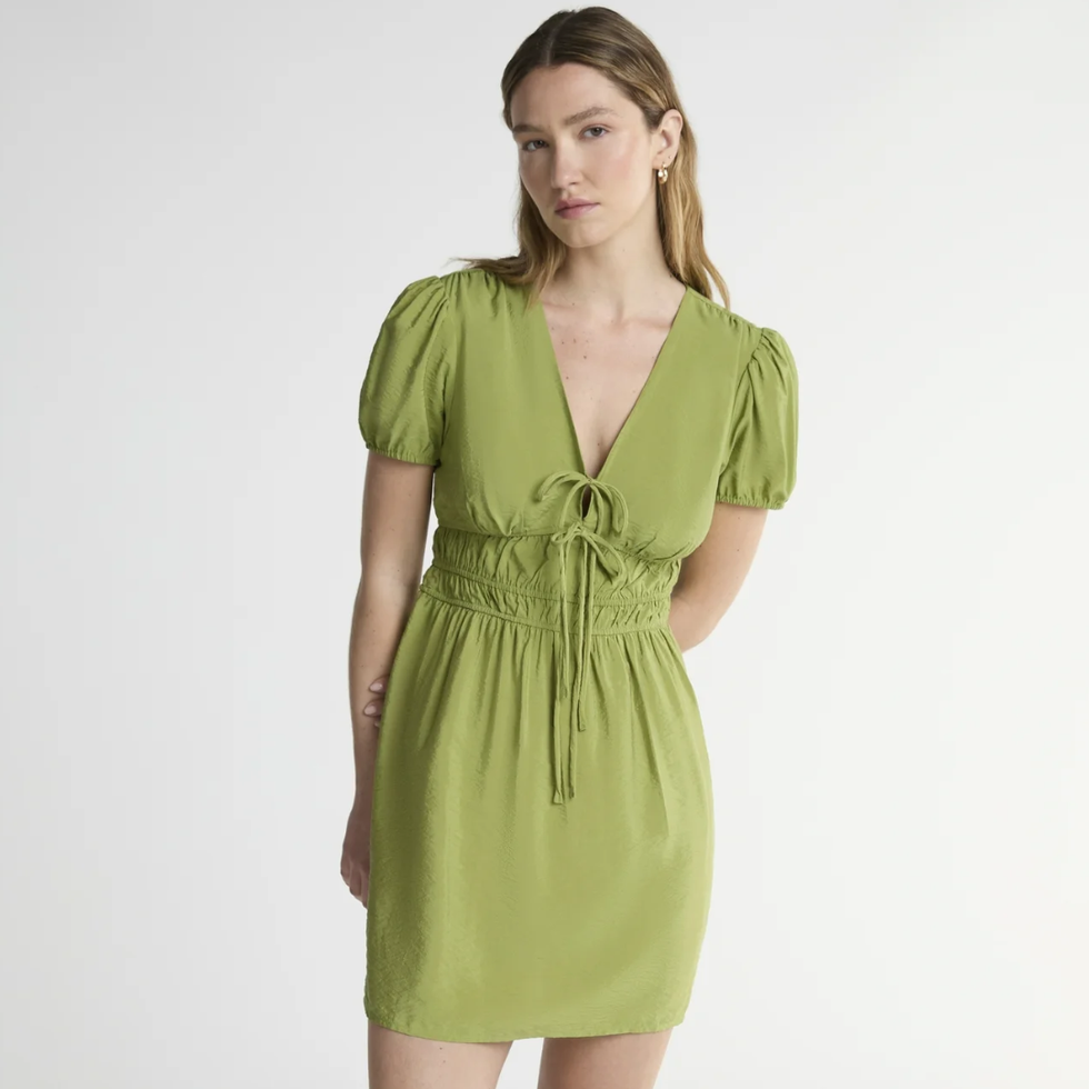 Scoop Puff Sleeve Mini Tie Dress