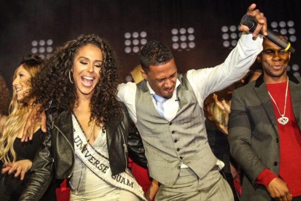 SCOTTSDALE, AZ - JANUARY 31: (L-R) Brittany Bell and Nick Cannon at The Maxim Superbowl party on January 31, 2015 in Scottsdale, Arizona. (Photo by Thaddaeus McAdams/FilmMagic)