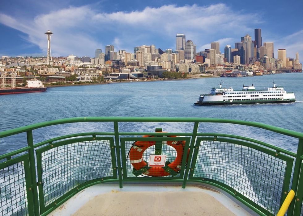 Seattle skyline from a ferry