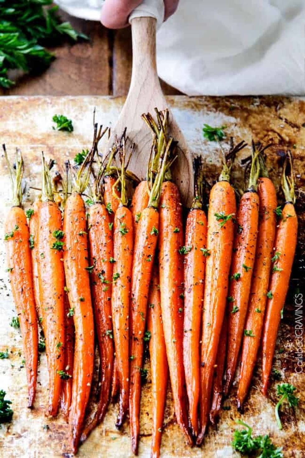 Secret Ingredient Honey Garlic Roasted Carrots