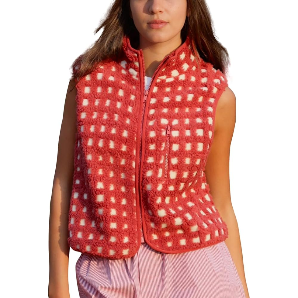 SeeLuNa Checkered Sherpa Vest