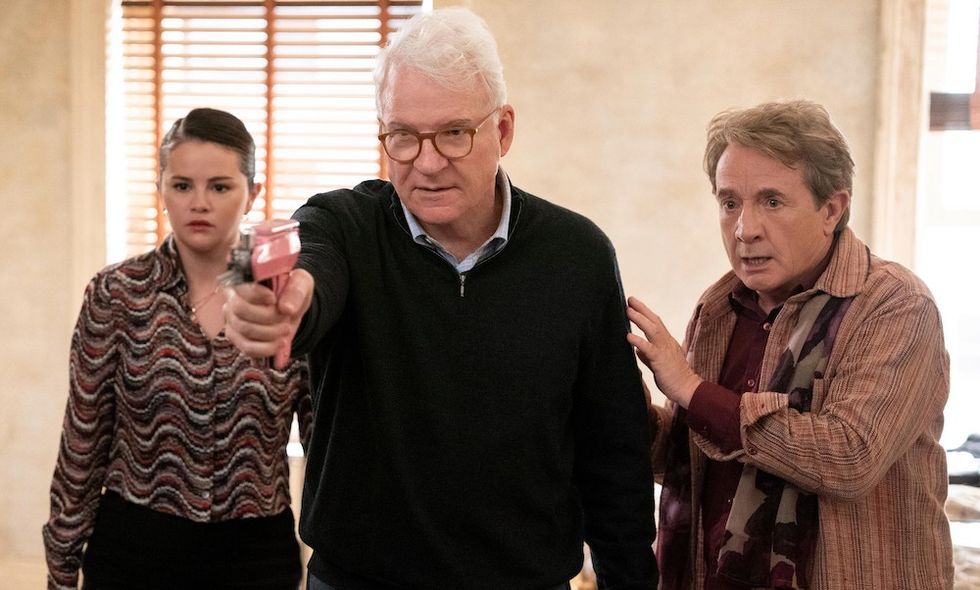 Selena Gomez, Steve Martin, and Martin Short in Only Murders In The Building