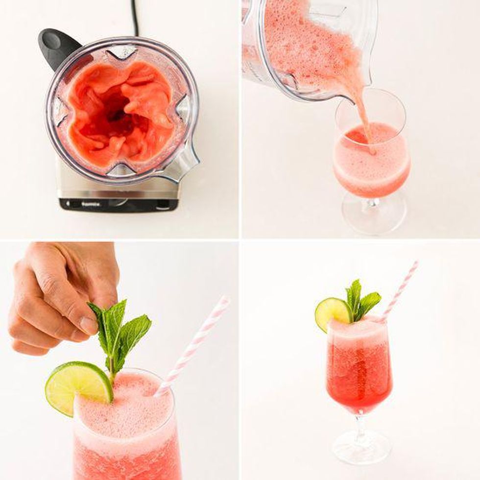 serving the fresca in a glass with garnishes